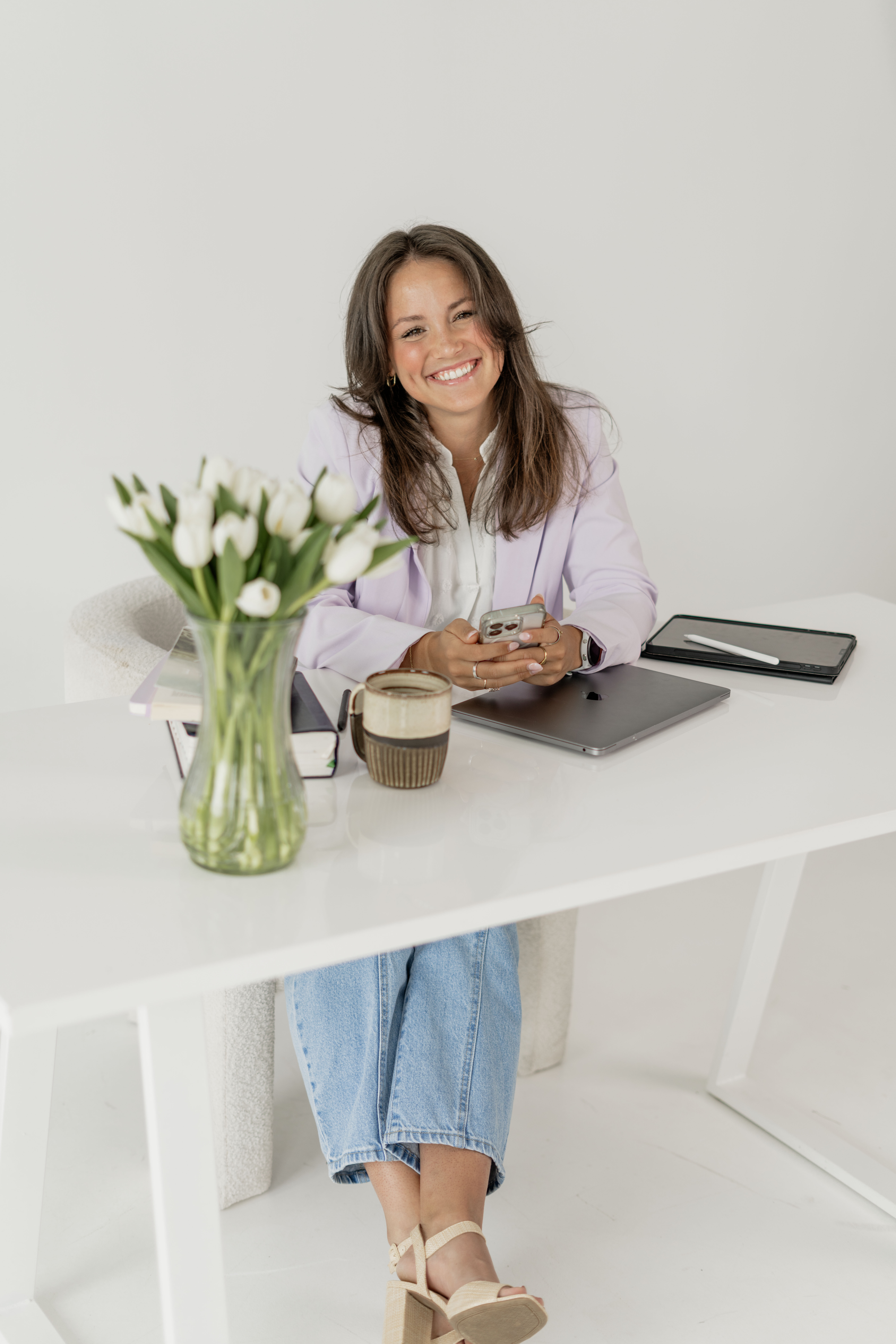 Kelsey at her desk